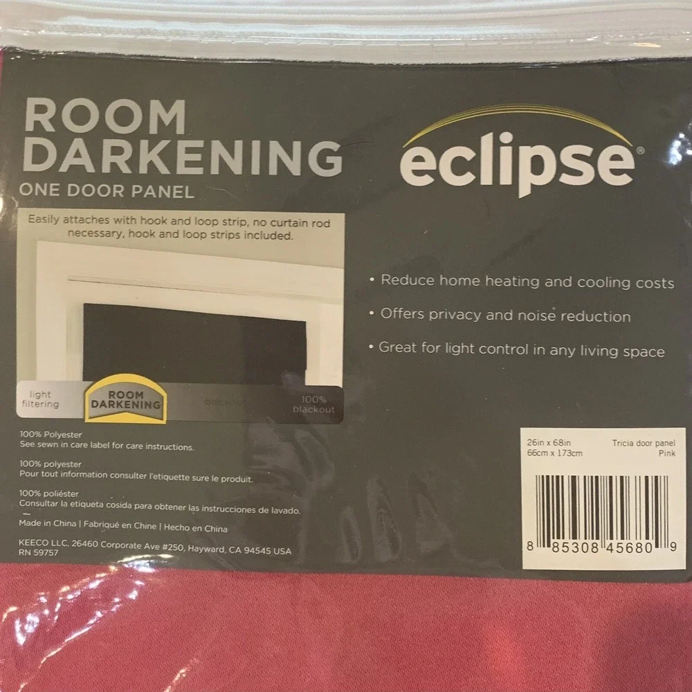 Eclipse Thermaweave Room Darkening 1 Tricia Door Panel  26 in. x 68 in. New Nice
